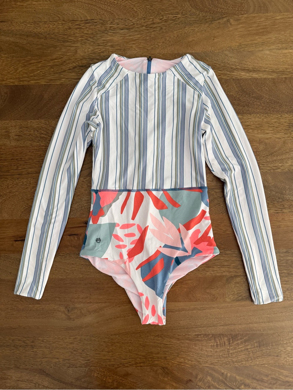 Maaji Womens’ Long Sleeve One-Piece Swimsuit in Pink, Coral & Blue